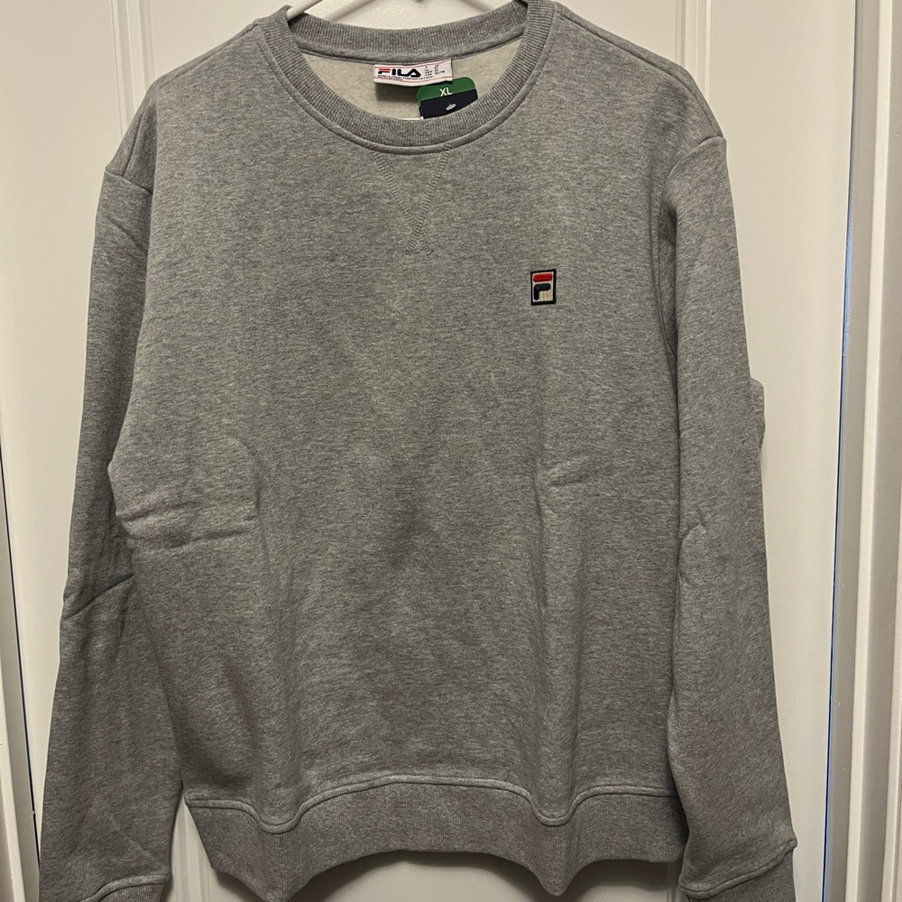 Fila Gray Michelle Embroidered Logo Crewneck Sweatshirt with Soft Cotton Blend